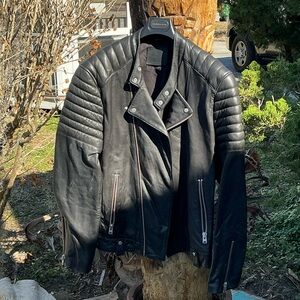 All Saints Black Quilted Leather Jacket